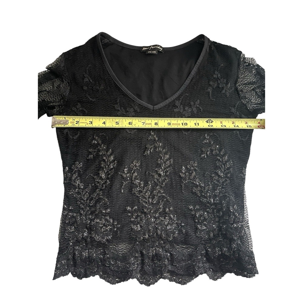 Vintage Ann Ferriday 90s Y2k Black Lace Sheer Top Whimsigoth Fairy Grunge Witchy - Picture 14 of 14